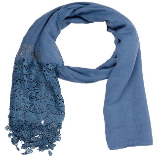 Designer Half Net Diamond Stole- Sky Blue